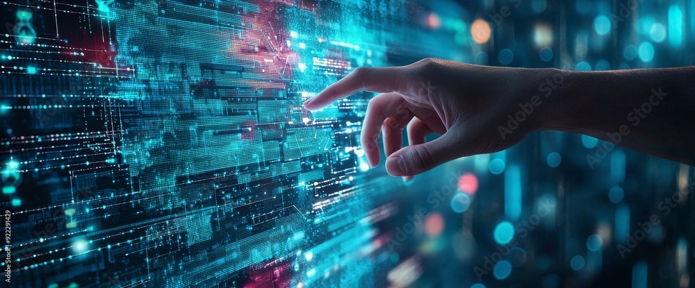 Poster using ai search to find data, businessmen grow their business and add new customers globally. data e