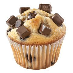 Chocolate Chip Muffin with Melting Chocolate Chunks and Fluffy Texture
