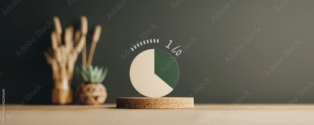Aufkleber a modern pie chart model displaying data representation in a minimalistic decor setting, perfect for