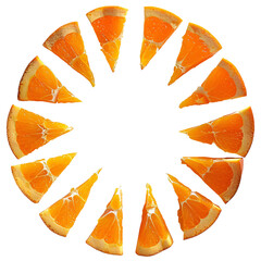 Creative Circular Pattern of Orange Wedges with Vibrant Color and Juicy Texture