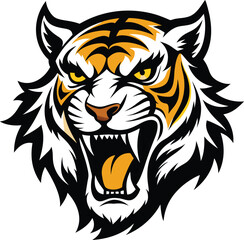 Fierce Angry Tiger Silhouette - Black Vector Illustration, Discover a striking black vector silhouette of an angry tiger, capturing the fierce and powerful nature of this majestic predator.