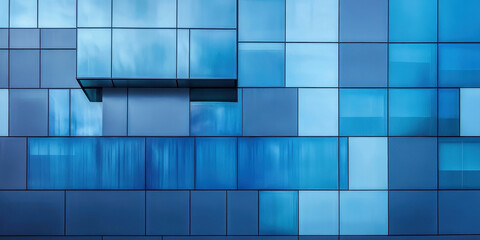 A blue building with a blue window