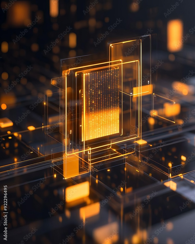 Poster embracing the future abstract layered visuals capturing the essence of digital transformation in a m