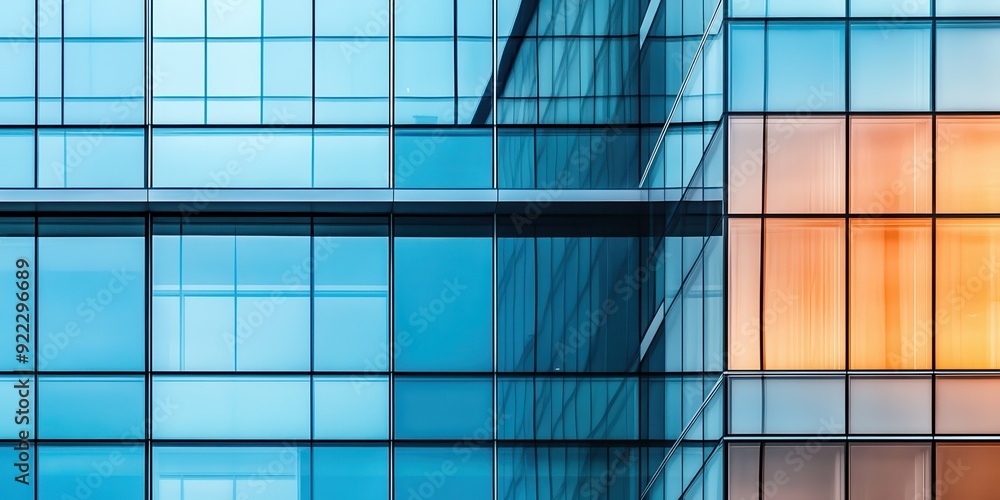 Sticker A building with a blue and orange window