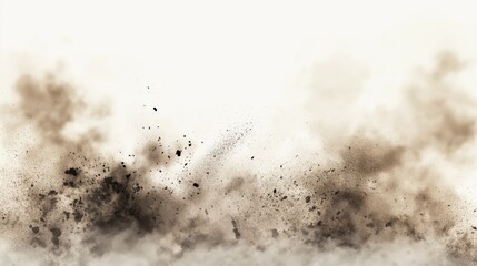 Obraz premium Exploding Dust and Debris Cloud on White Background