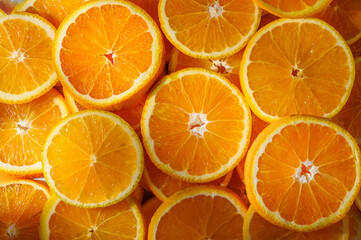 Vibrant Citrus Slices Background, Fresh and Juicy Oranges