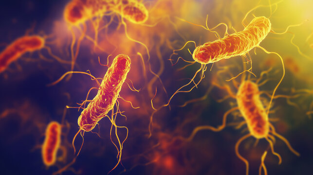 Patogenic salmonella bacteria. Medical artwork