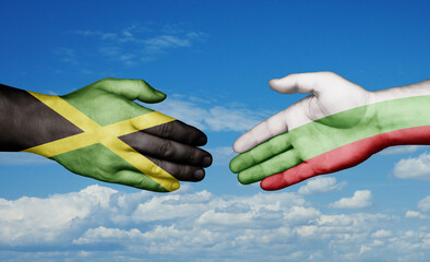 Bulgaria and Jamaica country handshaking with flags, consensus concept international co-operation illustration