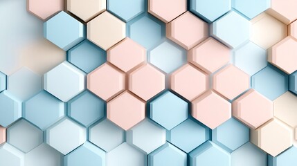 Naklejka premium Sleek hexagonal shapes in pastel shades create a minimalist geometric wallpaper