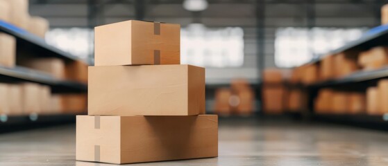 Cardboard boxes in a retail stores backroom, stock and supply