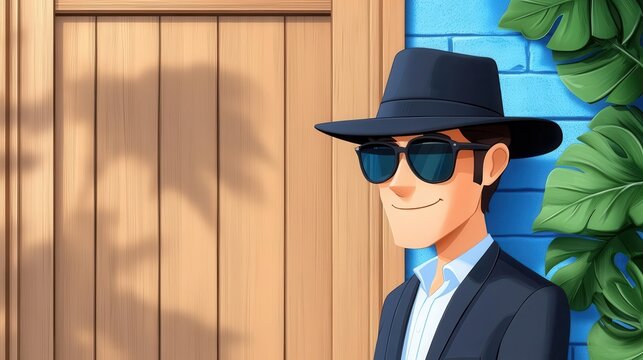 False identity flat design, side view, secretive plot theme, animation, complementary color scheme