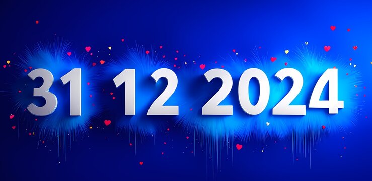 Abstrakt verzierter Schriftzug mit dem Datum 31.12.2024 Silvester 2024, Jahresende