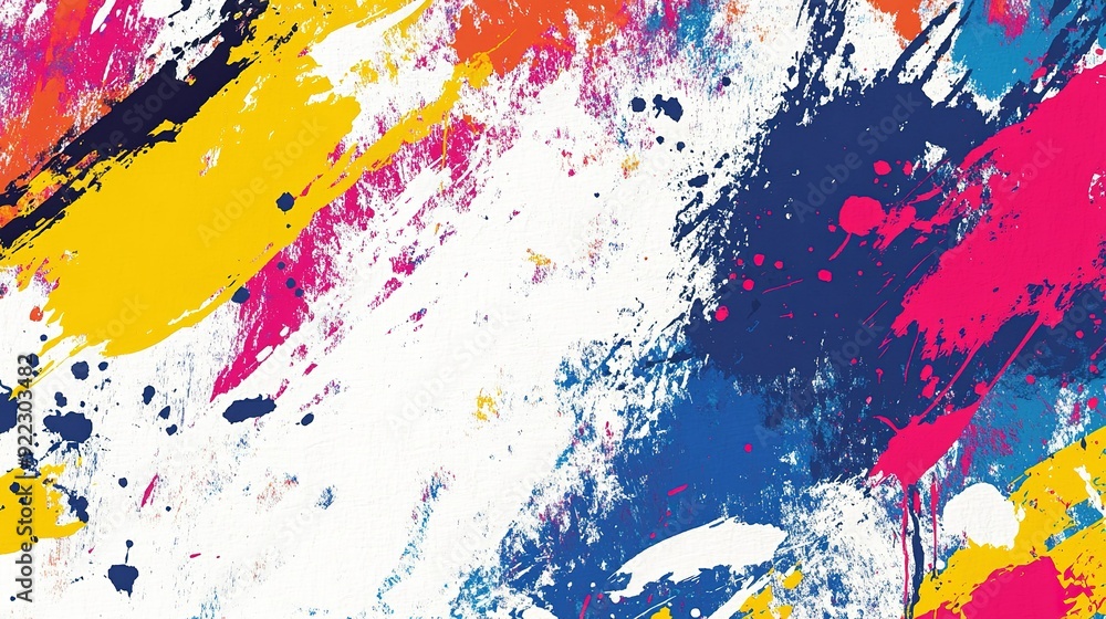Aufkleber bright abstract splashes of paint creating a colorful pattern on a white background