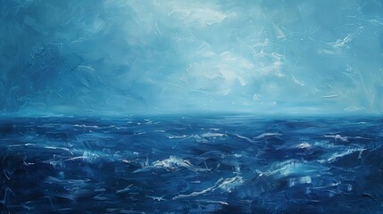 Naklejka premium A serene seascape with gentle waves under a cloudy sky, evoking calmness and tranquility.