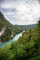 rhone river in the mountains of france