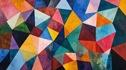 dynamic and visually complex abstract geometric mosaic with colorful tessellating patterns for modern artistic design