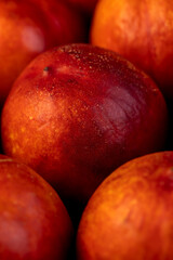 a large number of ripe soft nectarine fruits on the table