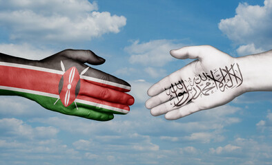 Kenya and Afghanistan country handshaking with flags, consensus concept international co-operation illustration