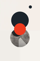 Abstract geometric shapes consisting of circles on an off-white background