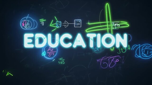 Neon Education Concept With Mathematical Symbols and Graphs Generative AI