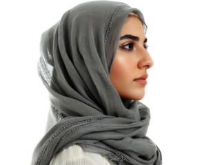 beautiful arab woman with covered head isolated