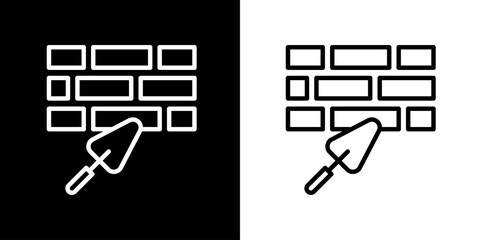 Brick wall icon. construction icon. Building icon. Black icon. Line icon. Silhouette.