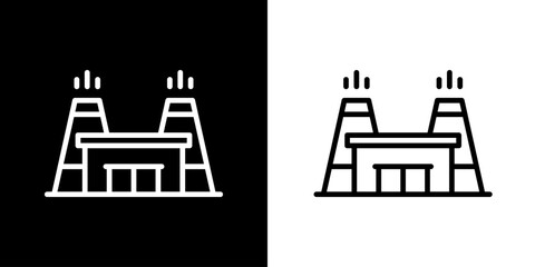 Factory icon. construction icon. Building icon. Black icon. Line icon. Silhouette.