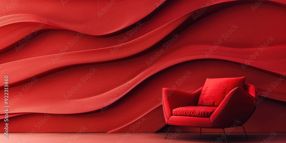 Canvas Prints A red chair sits in front of a red wall