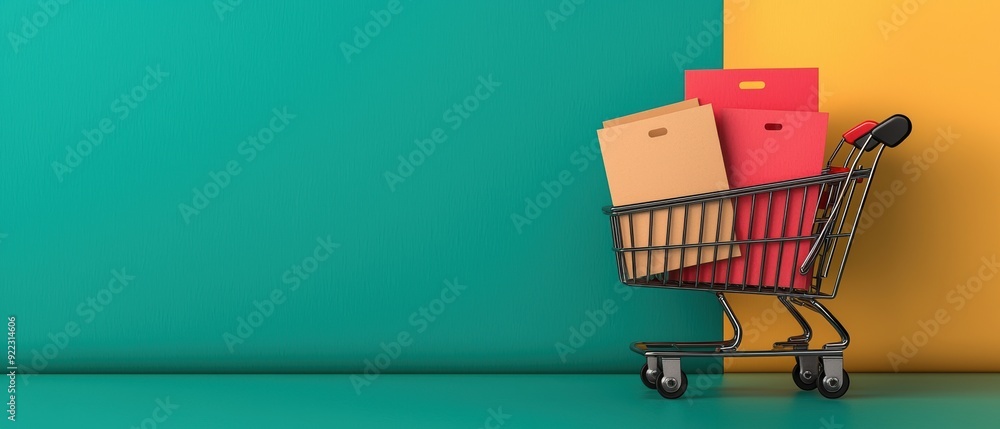 Poster analyzing consumer behavior towards promotions - with copy space for text in