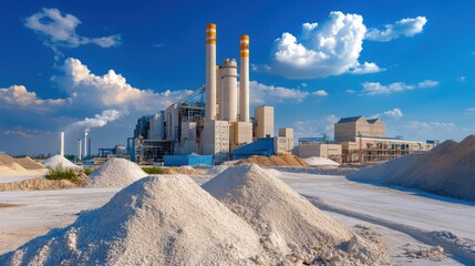 Obraz premium Modern cement factory integrating Industry 4.0 technologies, smart sensors, and data analytics