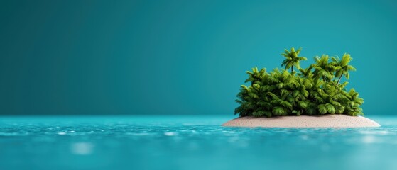 Obraz premium Enchanting Cartoon Island Paradise with Sparkling Waters and Bright Skies, Selective Focus Copy Space -