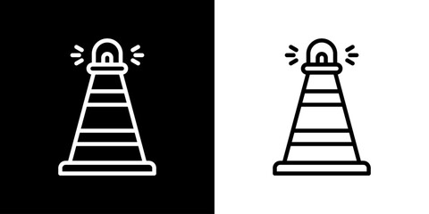 Traffic cone icon. construction icon. Building icon. Black icon. Line icon. Silhouette.