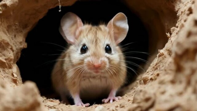 Pygmy Jerboa Rat in its burrow