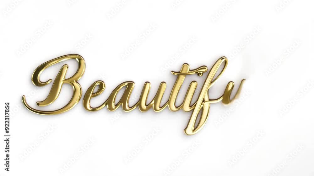 Poster Stylish Golden Cursive Text Displaying the Word Beautiful Generative AI
