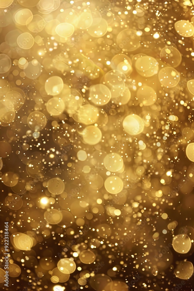 Poster Abstract gold bokeh lights background with a soft blur.