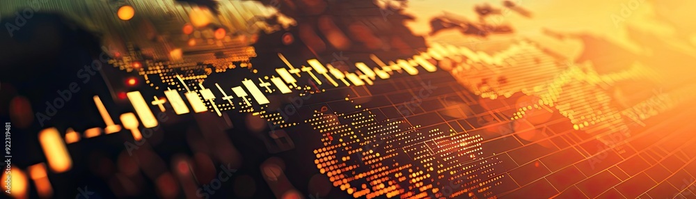 Poster Dynamic global financial market visualization with graphs and data representation, capturing the pulse of economic activity.