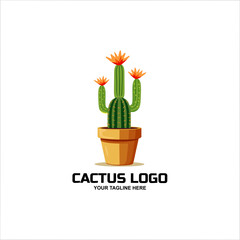Cactus logo design vector illustration