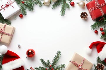 christmas postcard with blank center copy space