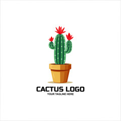 Cactus logo design vector illustration
