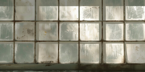 Grime tinted glimpses shadows dance across a dirty window.