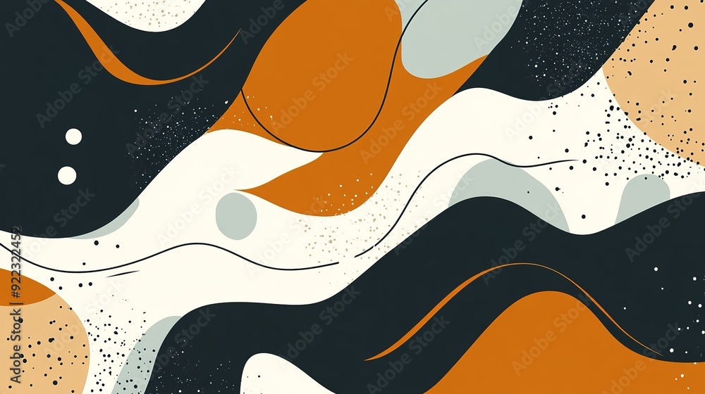 Poster abstract design featuring flowing shapes and contrasting colors in a modern artistic style