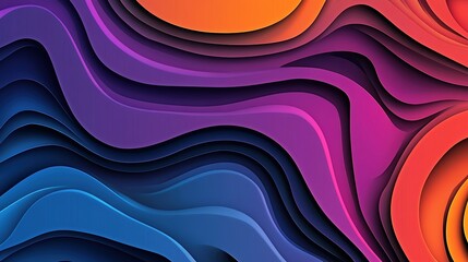 Colorful abstract waves with gradients in purple, orange, and blue shades