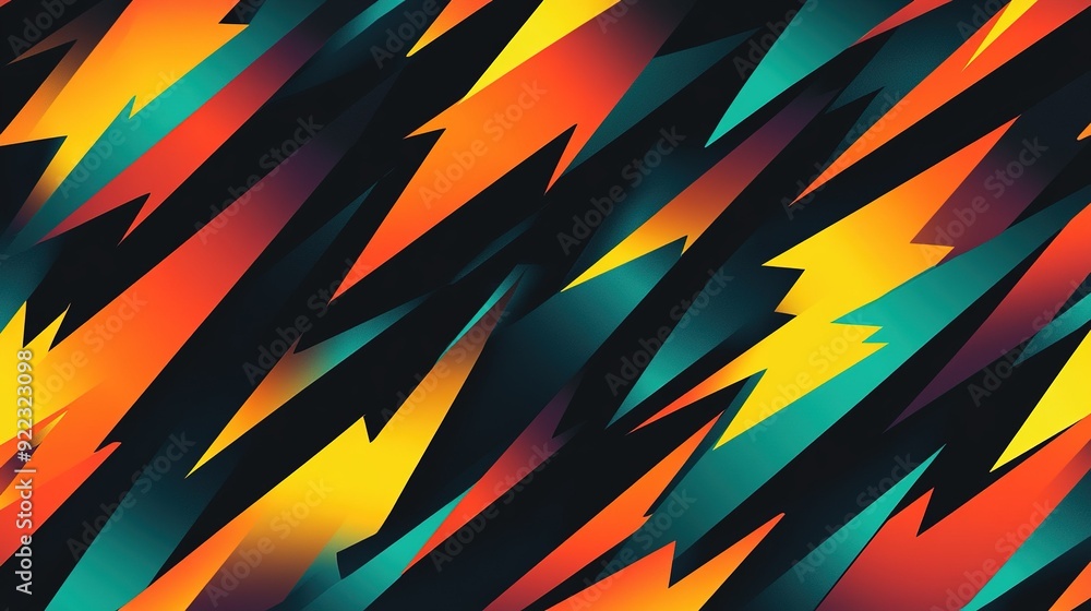 Poster abstract lightning pattern design in vibrant colors with dark background
