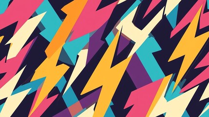 Fototapeta premium Vibrant abstract lightning bolt pattern in bold colors on a dark background