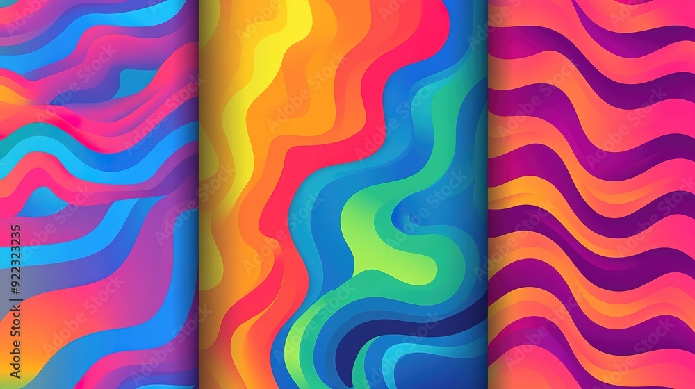 Poster vibrant abstract waves in bright colors create a dynamic visual experience