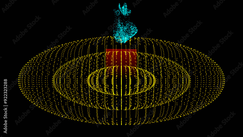 Aufkleber abstract three-dimensional sphere of dots on dark background. 3d abstract noisy pulsating sphere. 3d