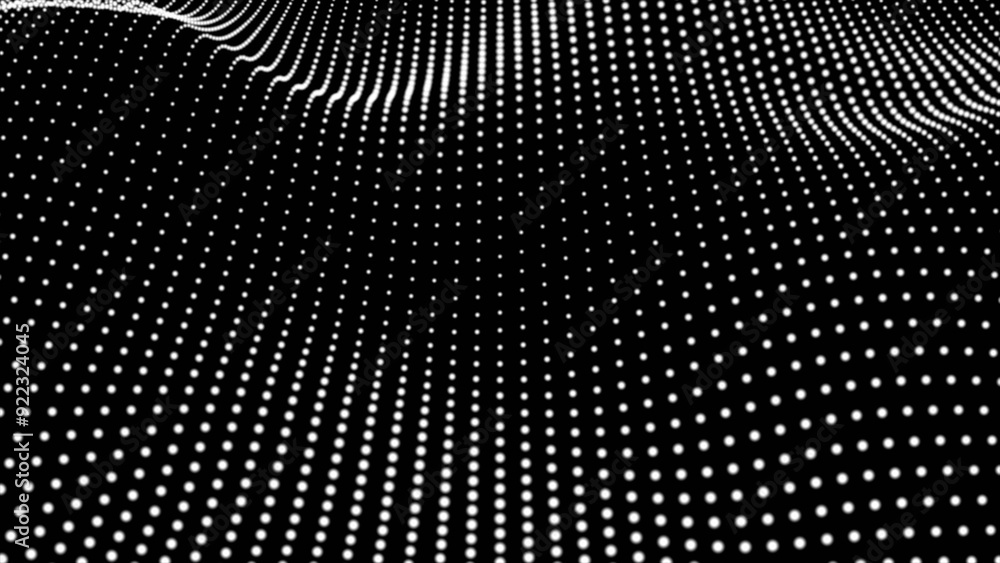 Poster white dot movement texture background. interweaving of atomic particles in space. network connection