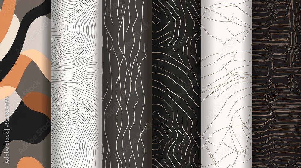 Poster various abstract wallpaper patterns showcasing unique designs and textures in a range of colors