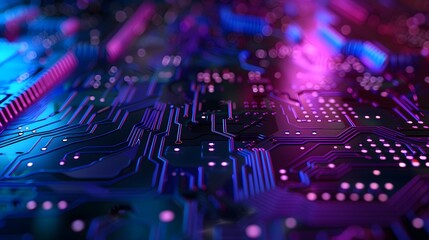 A futuristic, high-tech background with a holographic, cyber feel. The sleek, metallic pattern in pink, purple, and blue is vibrant and dynamic. Ideal for a digital wallpaper.