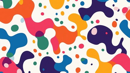 Colorful abstract shapes with vibrant patterns on a light background